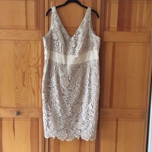 Adrianna Papell Beige Lace Cocktail Dress Sz 16W